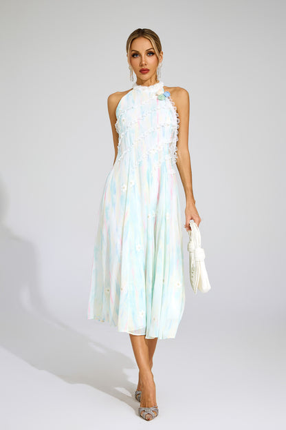 Wheatley Green Halter Sleeveless Dress