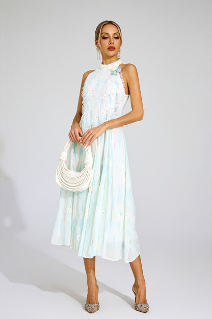 Wheatley Green Halter Sleeveless Dress