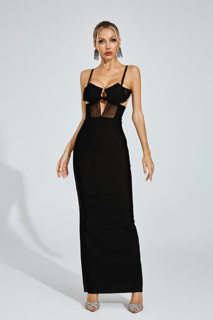 Whyet Black Mesh Accent Bandage Dress