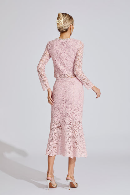 Joy Pink Diamond Embroidered Two-Piece Set