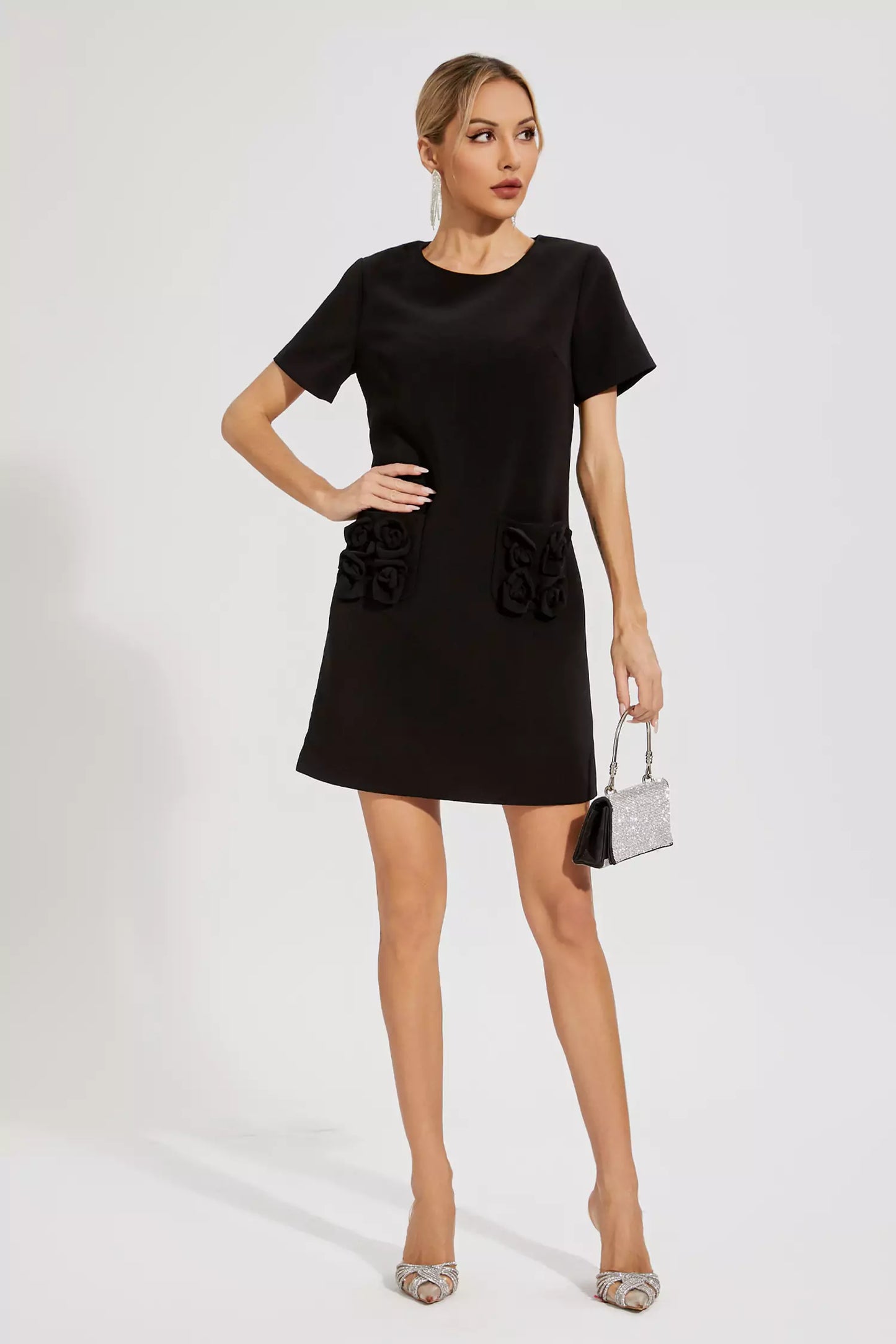 Zendaya Black Rose Mini Dress