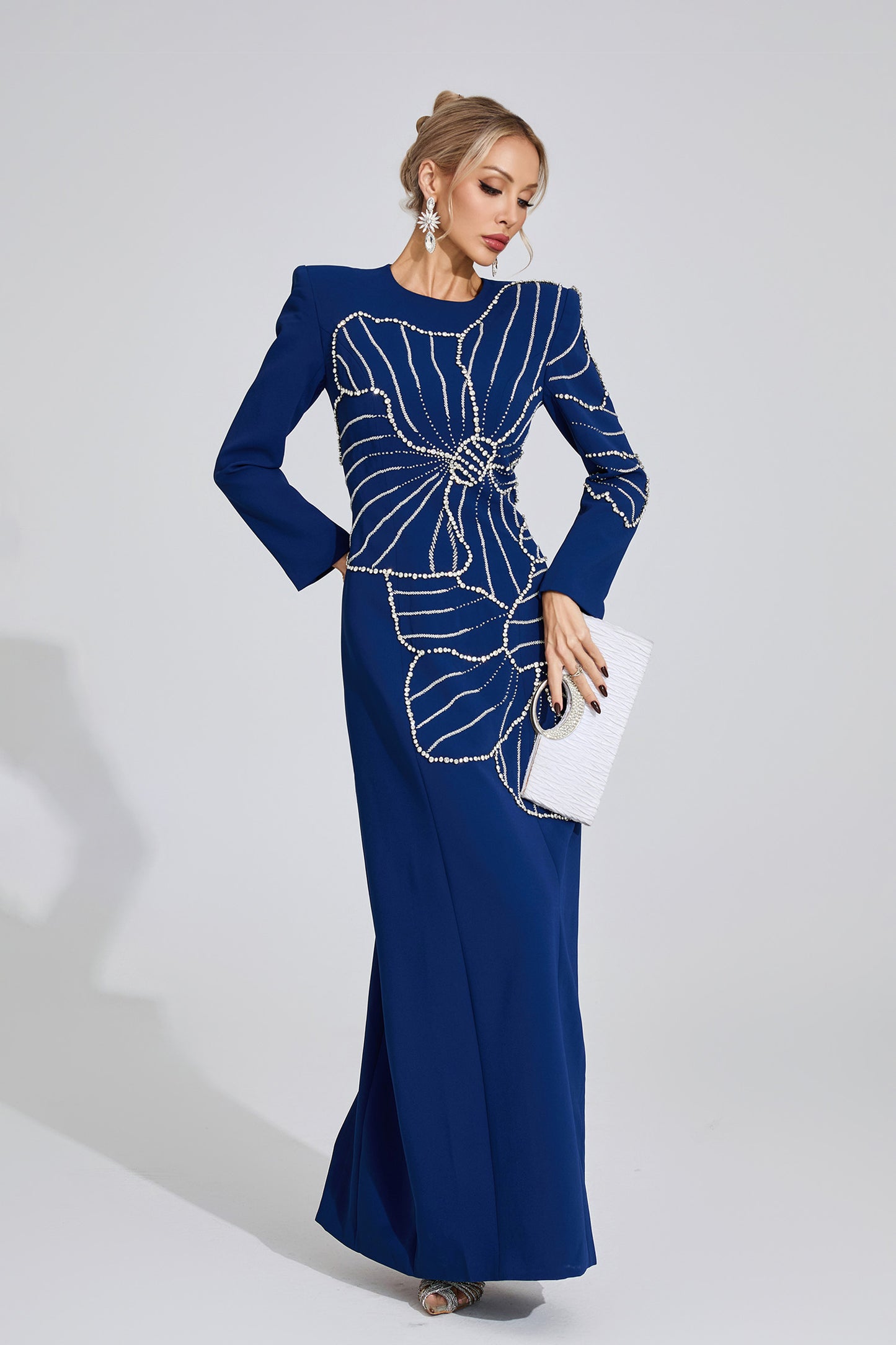 Zenobia Dark Blue Diamond Maxi Dress