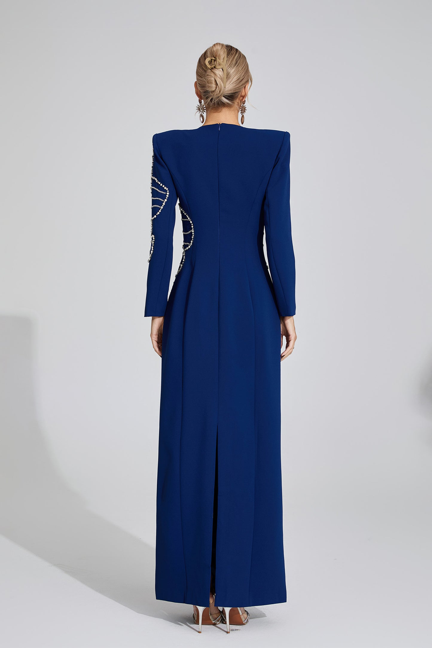 Zenobia Dark Blue Diamond Maxi Dress