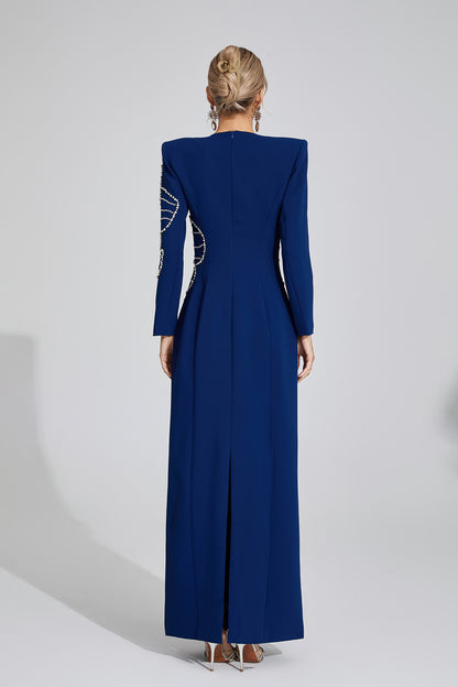 Zenobia Dark Blue Diamond Maxi Dress