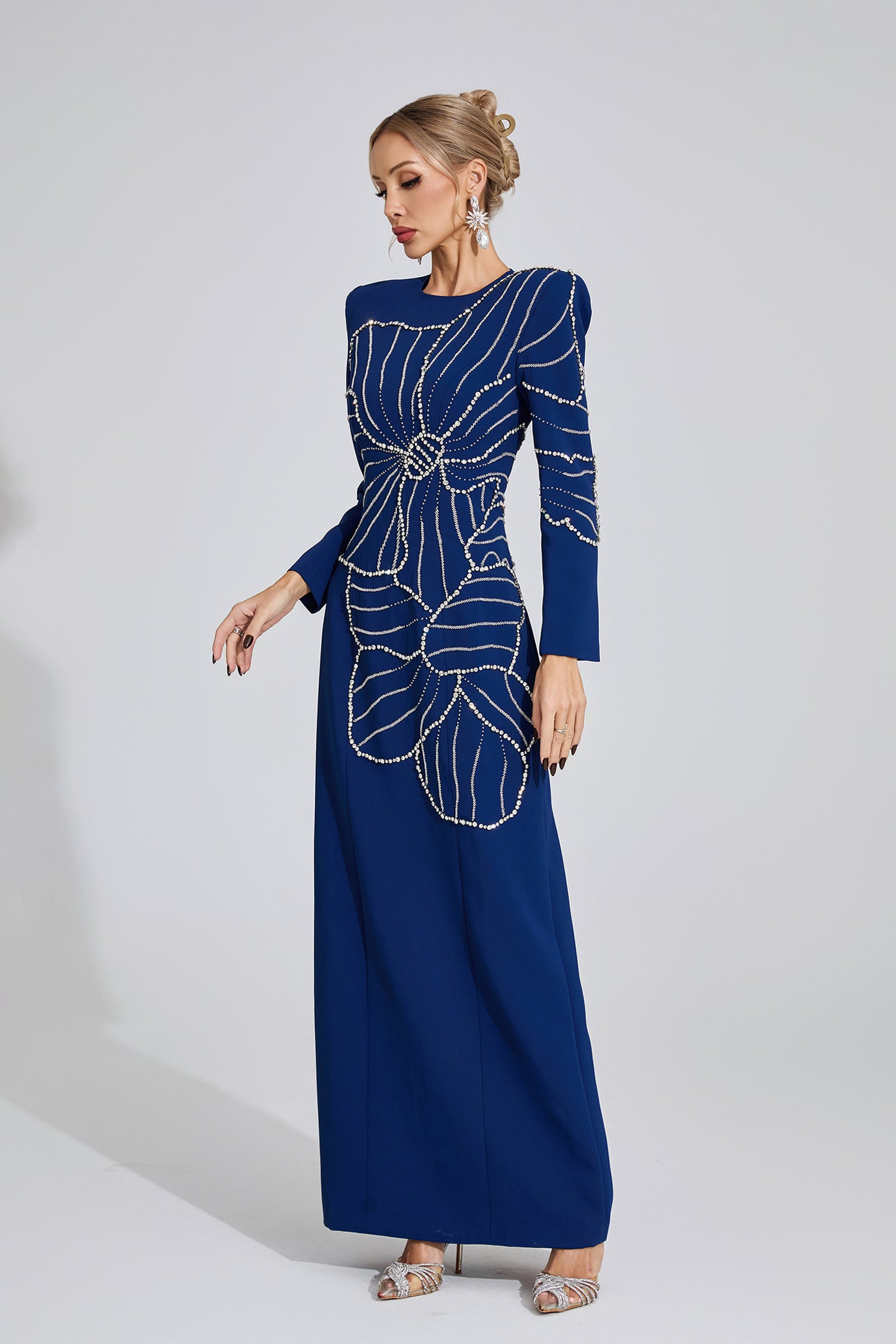 Zenobia Dark Blue Diamond Maxi Dress