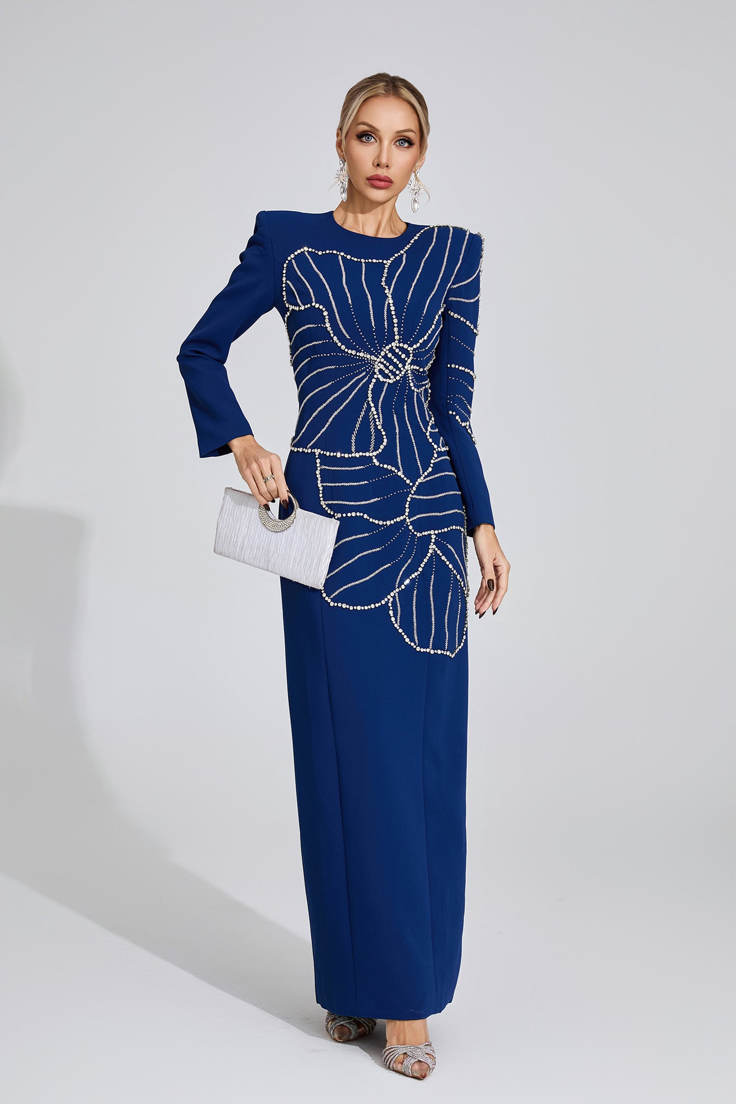 Zenobia Dark Blue Diamond Maxi Dress