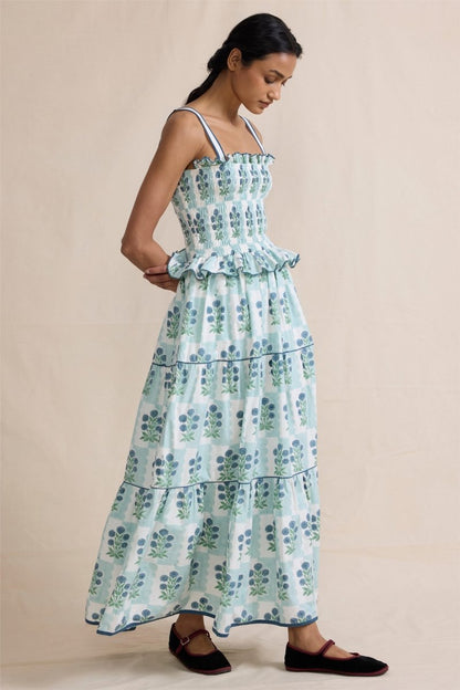 Damla Floral Smocked Cami Maxi Dress