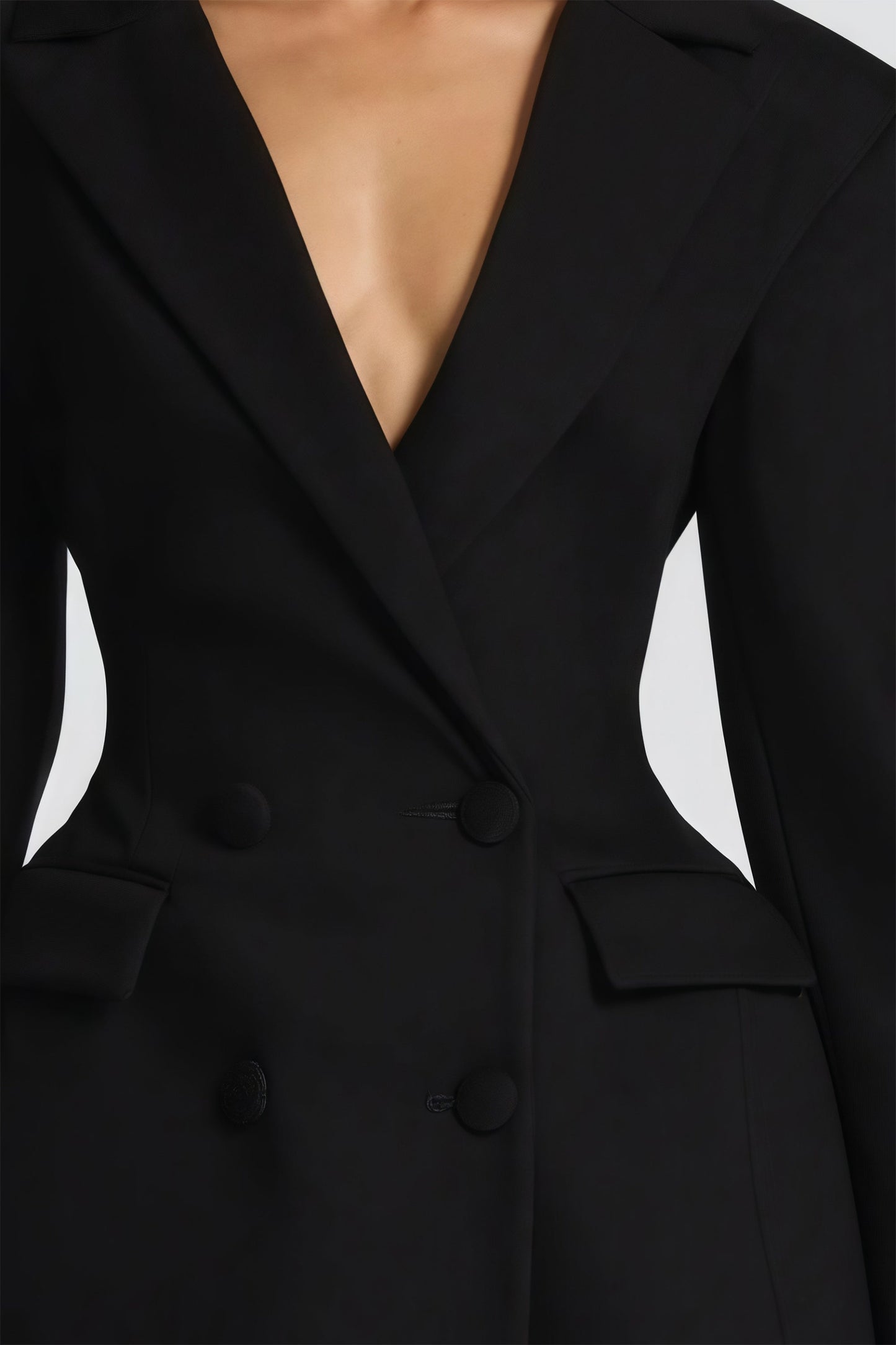 Osanne Black Double Breasted Blazer Mini Dress